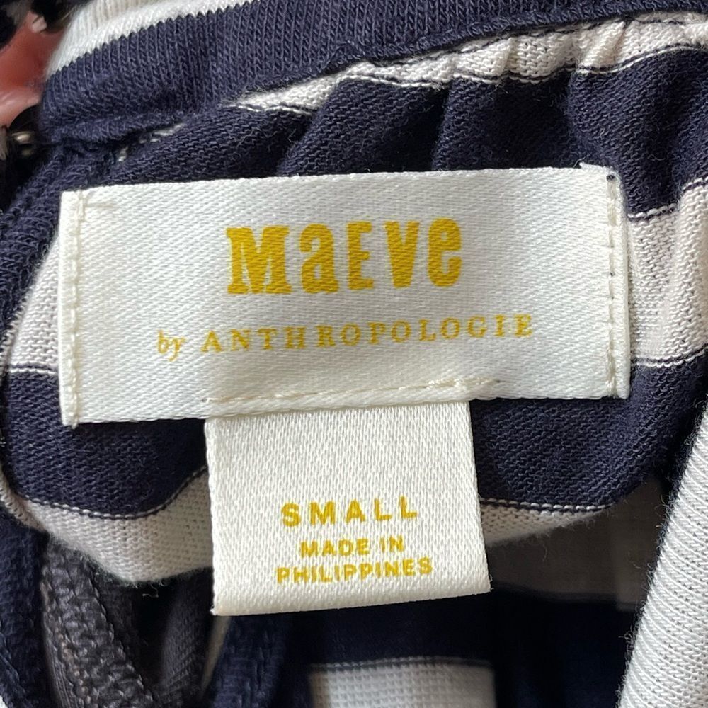 Anthropologie Maeve navy blue and white ruched striped top size small - Picture 6 of 8